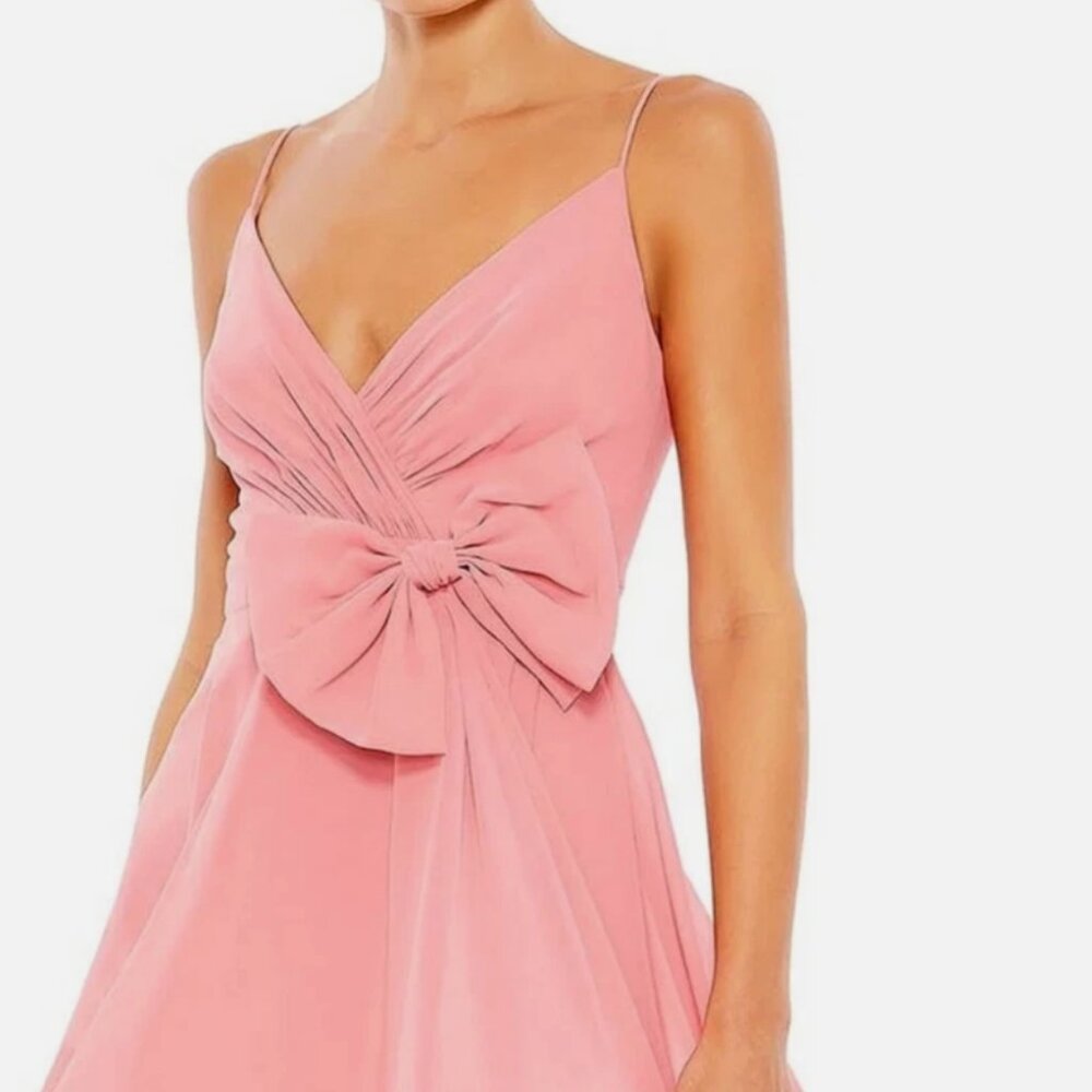 NWT Bow-Front Short Dress: Mac Duggal 55643 2 MSRP 258 Pink